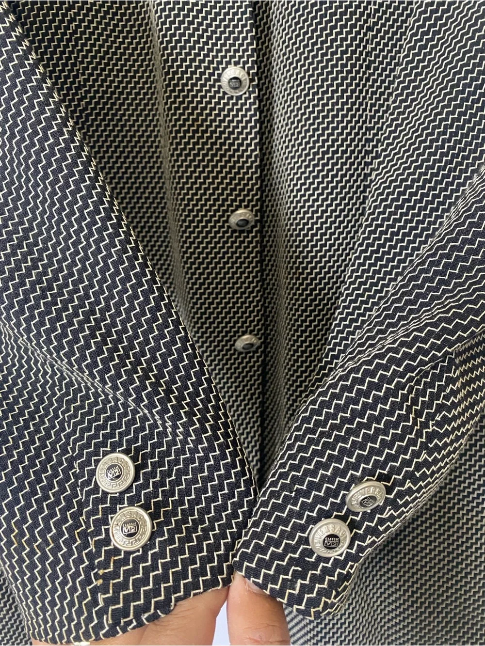 Versace Classic V2 Neiman Marcus Designer Collection Men's Blazer Sz 54L Blk Wht